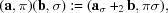 [({\bf a}, \pi)({\bf b}, \sigma): = ({\bf a}_{\sigma} + _2 {\bf b}, \pi\sigma),]