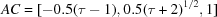 [AC=[-0.5(\tau -1),0.5(\tau +2)^{1/2}, 1]]