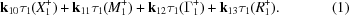 [{\bf k}_{10}\tau_1(X_1^+)+ {\bf k}_{11}\tau_1(M_1^+)+ {\bf k}_{12}\tau_1(\Gamma_1^+)+{\bf k}_{13}\tau_1(R_1^+).\eqno(1)]
