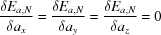 [{{\delta {E_{a,N}}} \over {\delta {a_x}}} = {{\delta {E_{a,N}}} \over {\delta {a_y}}} = {{\delta {E_{a,N}}} \over {\delta {a_z}}} = 0]