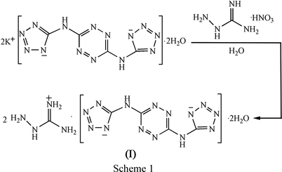 Iucr The Synthesis Crystal Structure And Thermal Properties Of An Energetic Compound The Hydrated Azanium Salt Of 3 6 Bis 1h 1 2 3 4 Tetrazol 5 Yl Amino 1 2 4 5 Tetrazine