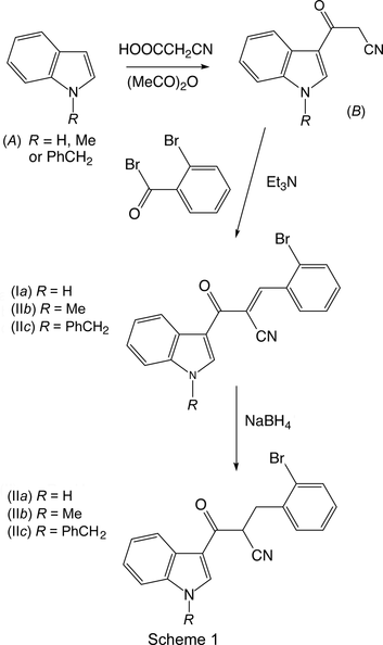 Iucr Design Synthesis And Crystallographic Study Of Novel Indole Based Cyano Derivatives As Key Building Blocks For Heteropolycyclic Compounds Of Major Complexity