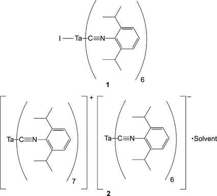 Iucr Tantalum Isocyanide Complexes Tai Cndipp 6 Dipp Is 2 6 Diisopropylphenyl And Ionic Ta Cndipp 7 Ta Cndipp 6 A Formal Disproportionation Product Of The 17 Electron Ta0 Metalloradical Ta Cndipp 6
