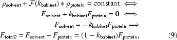 [\eqalignno {\rho_{\rm solvent}+{\cal F}(k_{\rm babinet})*\rho_{\rm protein} = {\rm constant}\iff &\cr F_{\rm solvent}+k_{\rm babinet}F_{\rm protein} = 0 \iff &\cr F_{\rm solvent} = -k_{\rm babinet} F_{\rm protein} \Longrightarrow &\cr F_{{\rm total}0} = F_{\rm solvent} + F_{\rm protein} = (1-k_{\rm babinet}) F_{\rm protein}, && (9)}]