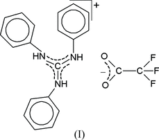(IUCr) N,N',N''-Triphenyl­guanidinium trifluoro­acetate