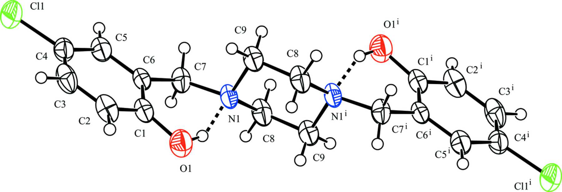 (IUCr) A monoclinic polymorph of 4,4′-di­chloro-2,2′-(piperazine-1,4 ...
