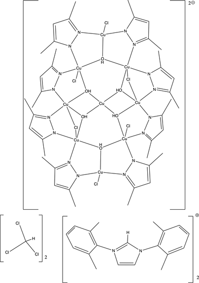 Iucr Formation Of A Nonanuclear Copper Ii Cluster With 3 5 Dimethylpyrazolate Starting From An Nhc Complex Of Copper I Chloride