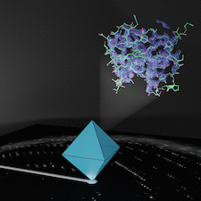 A schematized image representing protein structure determination.