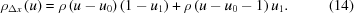 [{\rho _{\Delta x}}\left(u \right) = \rho \left({u - {u_0}} \right)\left({1 - {u_1}} \right) + \rho \left({u - {u_0} - 1} \right){u_1}. \eqno (14)]