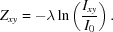 [{{Z}}_{{x}{y}} = -{\lambda }\,{\rm ln}\left({{{{I}}_{{x}{y}}}\over{{{I}}_{0}}}\right).]