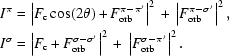 [\eqalign{I^\pi&=\left|{F_{\rm{c}}\cos(2\theta)+F_{\rm{orb}}^{\pi-\pi^{\prime}}}\right|^2\,+\,\left|{F_{\rm{orb}}^{\pi-\sigma^{\prime}}}\right|^2,\cr I^\sigma&=\left|{F_{\rm{c}}+F_{\rm{orb}}^{\sigma-\sigma^{\prime}}}\right|^2\,+\,\left|{F_{\rm{orb}}^{\sigma-\pi^{\prime}}}\right|^2.}]