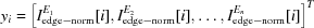 [{y}_{i} = \left[I_{\rm edge-norm}^{E_1}[i], I_{\rm edge-norm}^{E_2}[i], \ldots, I_{\rm edge-norm}^{E_n}[i] \right]^T]